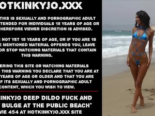 Hotkinkyjo dalam dildo/ alat mainan seks fuck dan perut bulge di yang awam pantai