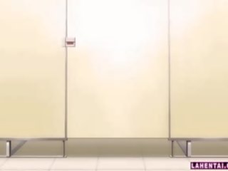 Hentai κορίτσι παίρνει πατήσαμε από πίσω επί δημόσιο τουαλέτα