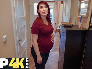 DEBT4k&period; Bank agent gives pregnant MILF delay in exchange for quick sex clip