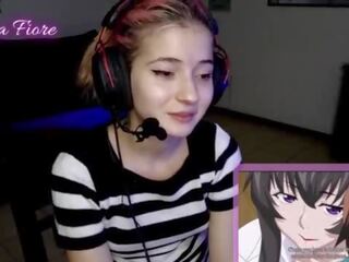 18yo youtuber gets lustful watching hentai during the stream and masturbates - Emma Fiore