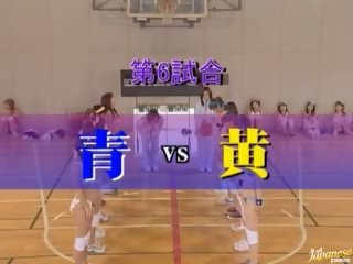Amatőr ázsiai lányok játék meztelen kosárlabda