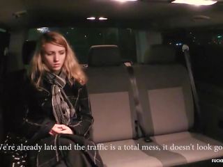 FUCKED IN TRAFFIC - charming Czech blondie bangs in the backseat of the car